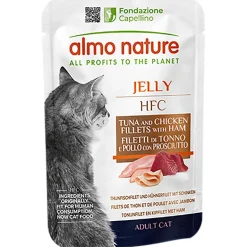 Almo Nature HFC Jelly Thunfischfilet & Hühnerfilet mit Schinken Adult Beutel 55g