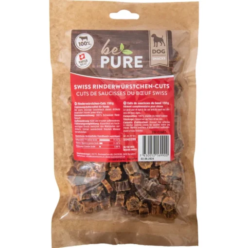 bePure Hundesnack Swiss Rinderwürstli-Cuts 150g