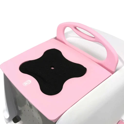 Catit Katzentoilette gross mit Abdeckung pink/weiss/grau