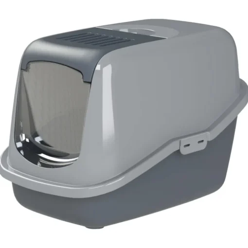 Chatnelle Katzentoilette EcoHus mit Haube & Siebeinsatz grau