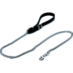 Colly Kettenleine 100cmx2.5mm mit schmalem Ledergriff schwarz