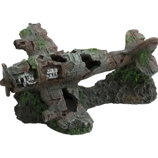 Deep Sea Aquariumdekoration Flugzeug Wrack 26.5x17.5x13cm