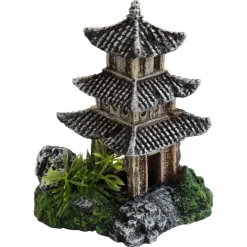 Deep Sea Aquariumdekoration Asia Tempel mit Stein 10x9x14.5cm