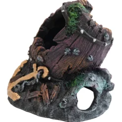 Deep Sea Aquariumdekoration Holzfass auf Felsen 13x12.5x13cm