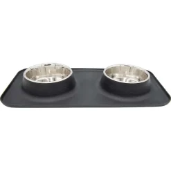 Freezack Doppelnapf mit Silikonmatte schwarz