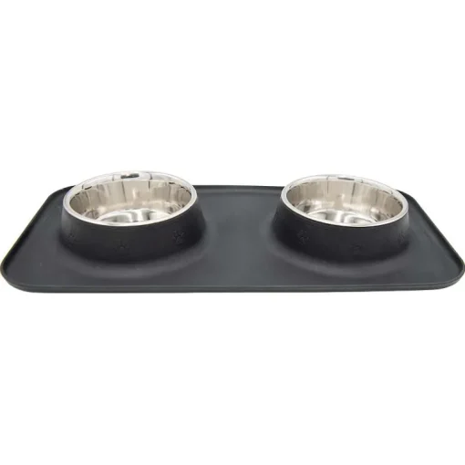 Freezack Doppelnapf mit Silikonmatte schwarz