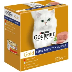 Gourmet Gold Feine Pastete mit Thunfisch, Leber, Truthahn, Rind 8x85g