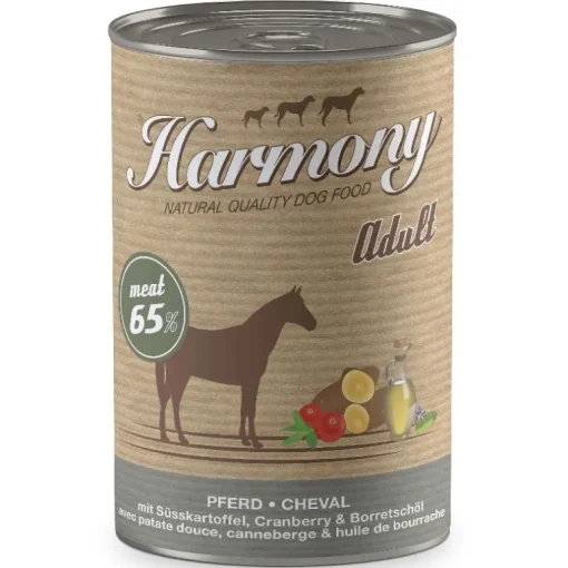 Harmony Dog Natural Nassfutter Pferd mit Süsskartoffeln, Cranberries & Borretschöl