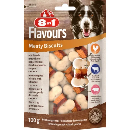 8in1 Hundesnacks Flavours Meaty Biscuits 100g
