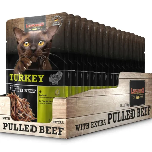 Leonardo Nassfutter Truthahn & pulled Beef 16x70g