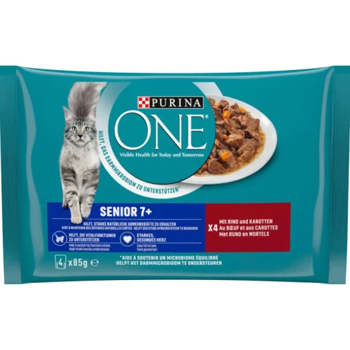 Purina ONE Senior mit Rind & Karotten 12x4x85g