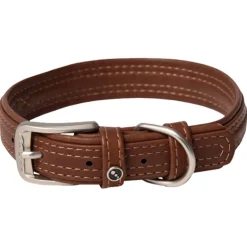 Rogz Hunde Lederhalsband braun