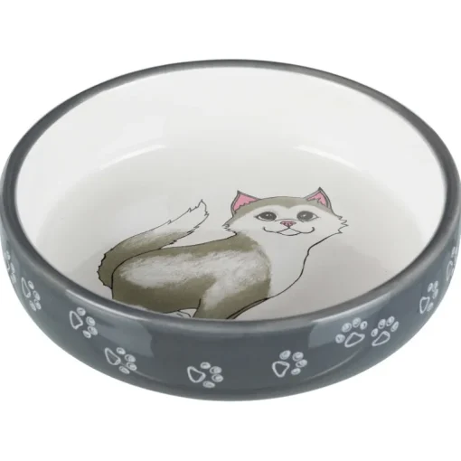 Trixie Keramiknapf Katze 0.3l grau/weiss
