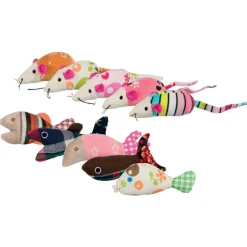 Trixie Maus/Fische Plüsch/Stoff 9-12cm